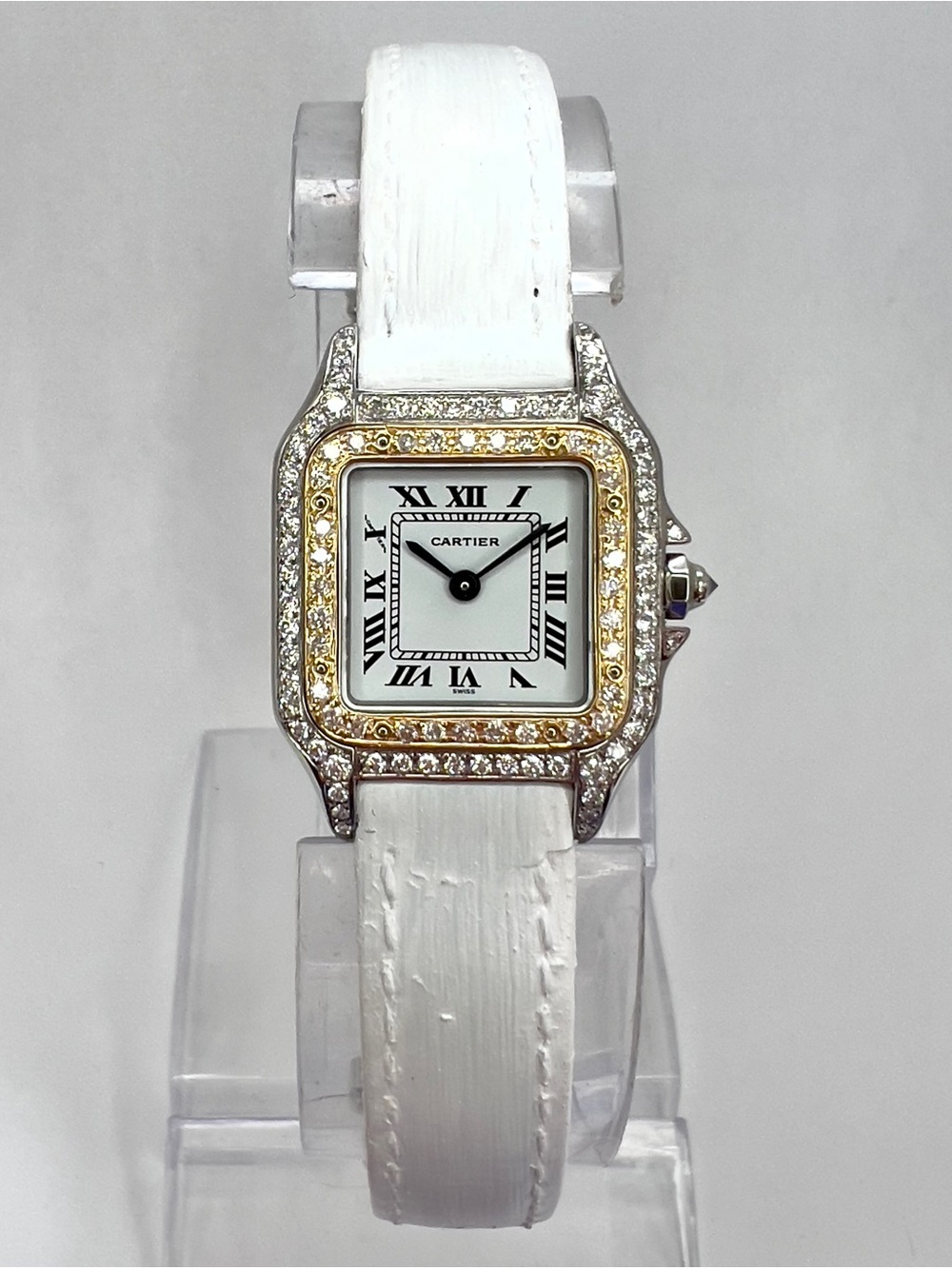 CARTIER PANTHERE 23mm Quartz 2 Tone 0.88TCW DIAMOND Watch White Dial